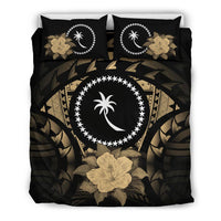 Chuuk Duvet Cover Set - Chuuk Flag & Brown Hibiscus - Polynesian Pride