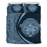 Hawaiian Madame Pele Kanaka Plumeria Polynesian Bedding Set Circle Style Blue - Polynesian Pride