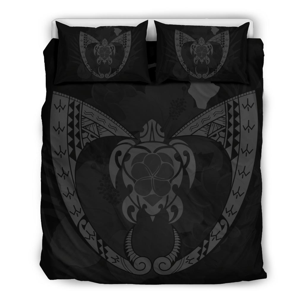 Hawaiian Fish Hook Turtle Heart Polynesian Bedding Set Grey Grey - Polynesian Pride