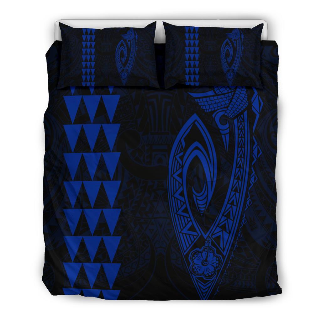 Hawaiian Kakau Fish Hook Polynesian Bedding Set - Blue Blue - Polynesian Pride