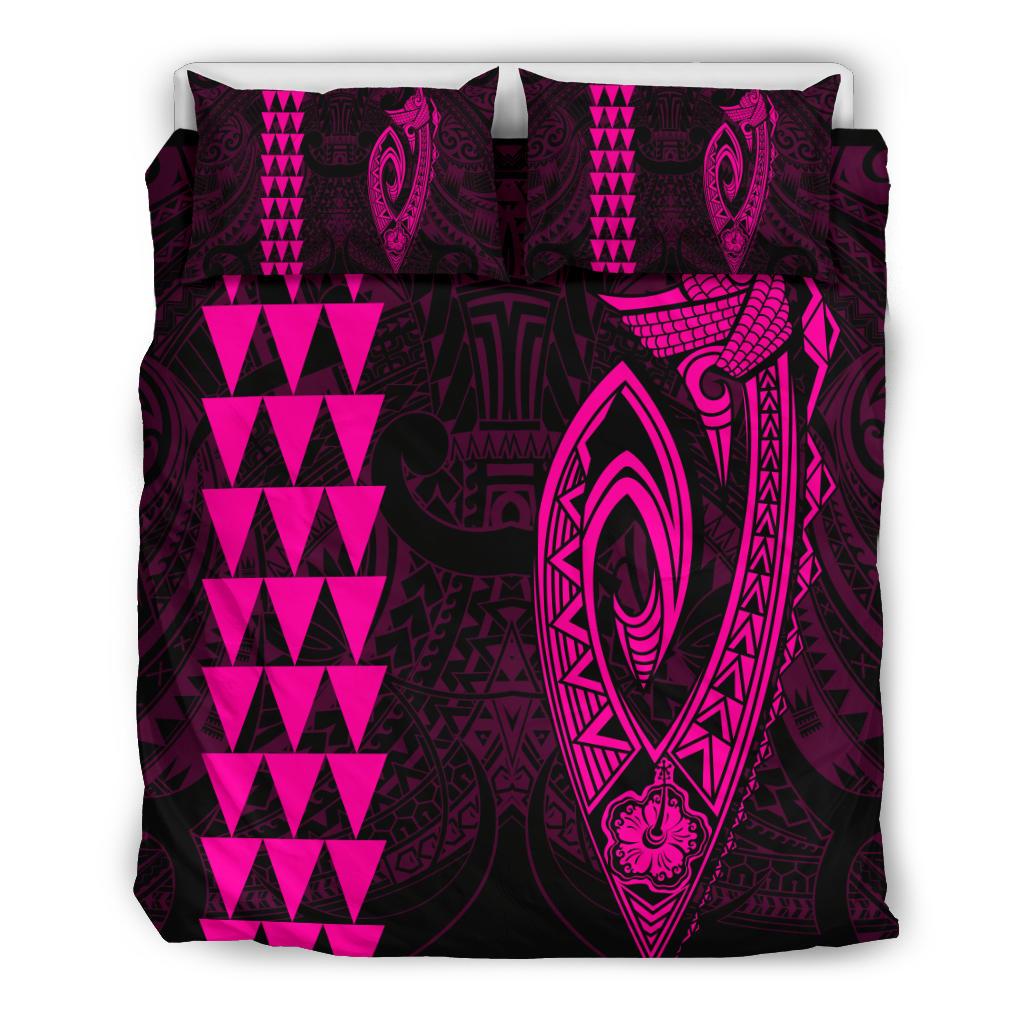 Hawaiian Kakau Fish Hook Polynesian Bedding Set - Pink Pink - Polynesian Pride