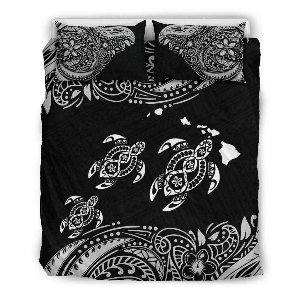 Polynesian Bedding Set - Hawaii Duvet Cover Set White Sea Turtle - Polynesian Pride