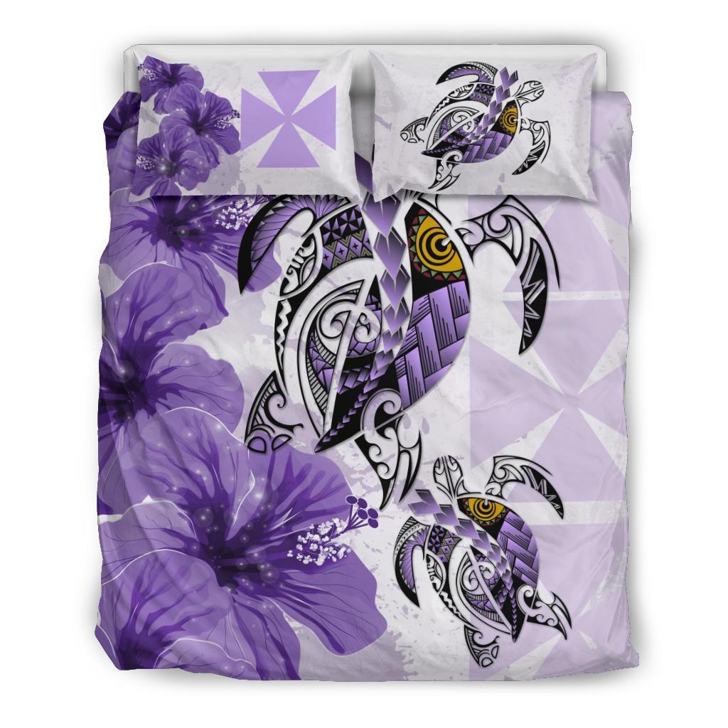 Polynesian Duvet Cover Set - Wallis And Futuna Bedding Set Polynesia Turtle Hibiscus Purple Purple - Polynesian Pride