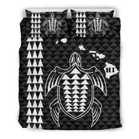 Hawaiian Map Kakau Turtle Polynesian Bedding Set - White White - Polynesian Pride