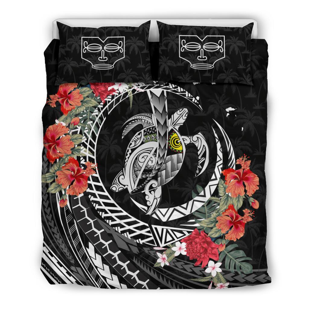Polynesian Duvet Cover Set - Marquesas Islands Bedding Set Polynesia Map Turtle Hibiscus - Polynesian Pride