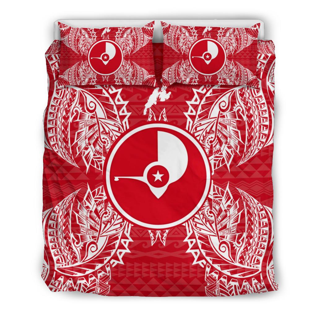 Polynesian Bedding Set - Yap Duvet Cover Set Map Red White - Polynesian Pride