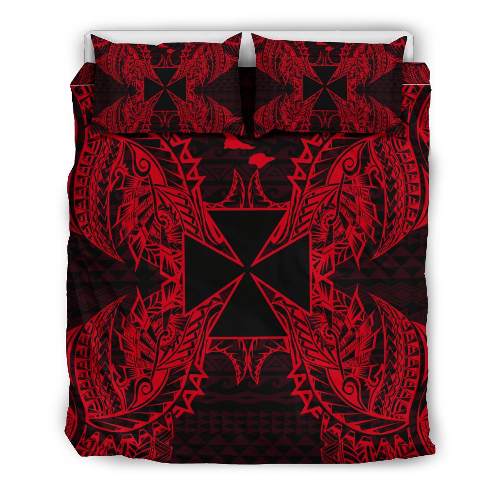Polynesian Bedding Set - Wallis And Futuna Duvet Cover Set Map Red - Polynesian Pride