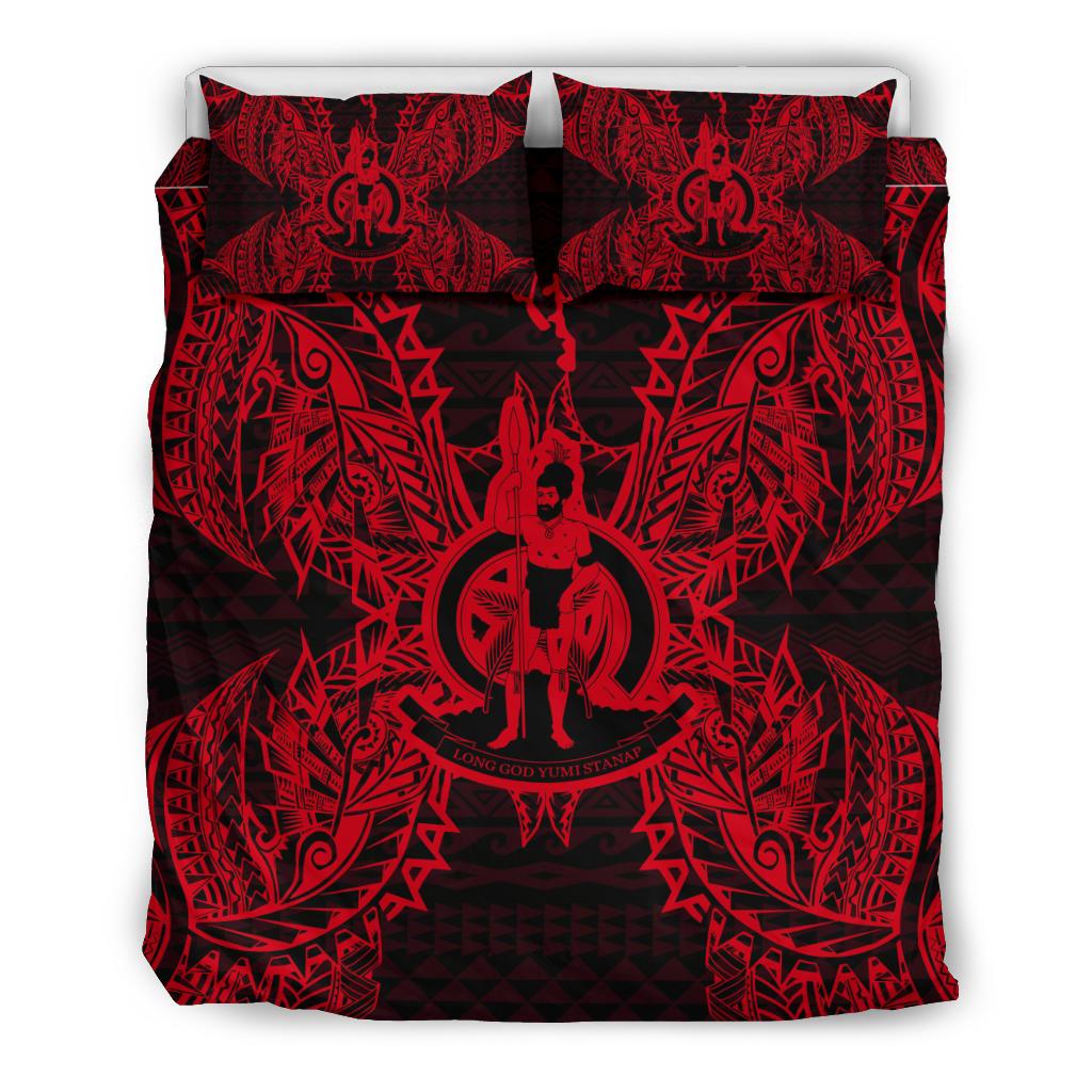 Polynesian Bedding Set - Vanuatu Duvet Cover Set Map Red - Polynesian Pride