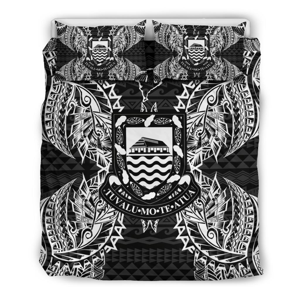 Polynesian Bedding Set - Tuvalu Duvet Cover Set Map Black - Polynesian Pride