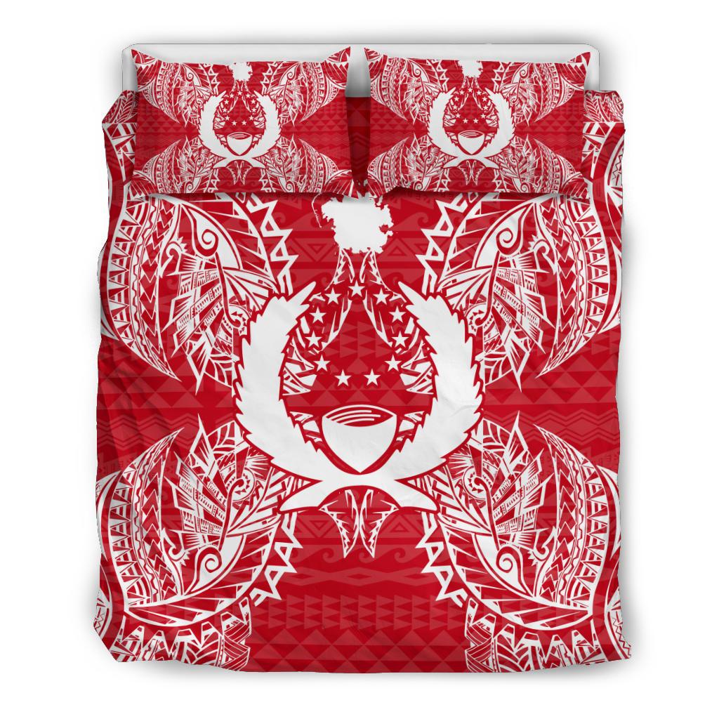 Polynesian Bedding Set - Pohnpei Duvet Cover Set Map Red White - Polynesian Pride