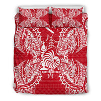 Polynesian Bedding Set - New Caledonia Duvet Cover Set Map Red White - Polynesian Pride
