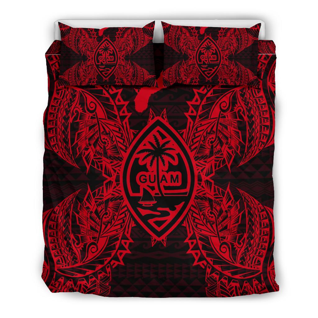 Polynesian Bedding Set - Guam Duvet Cover Set Map Red - Polynesian Pride