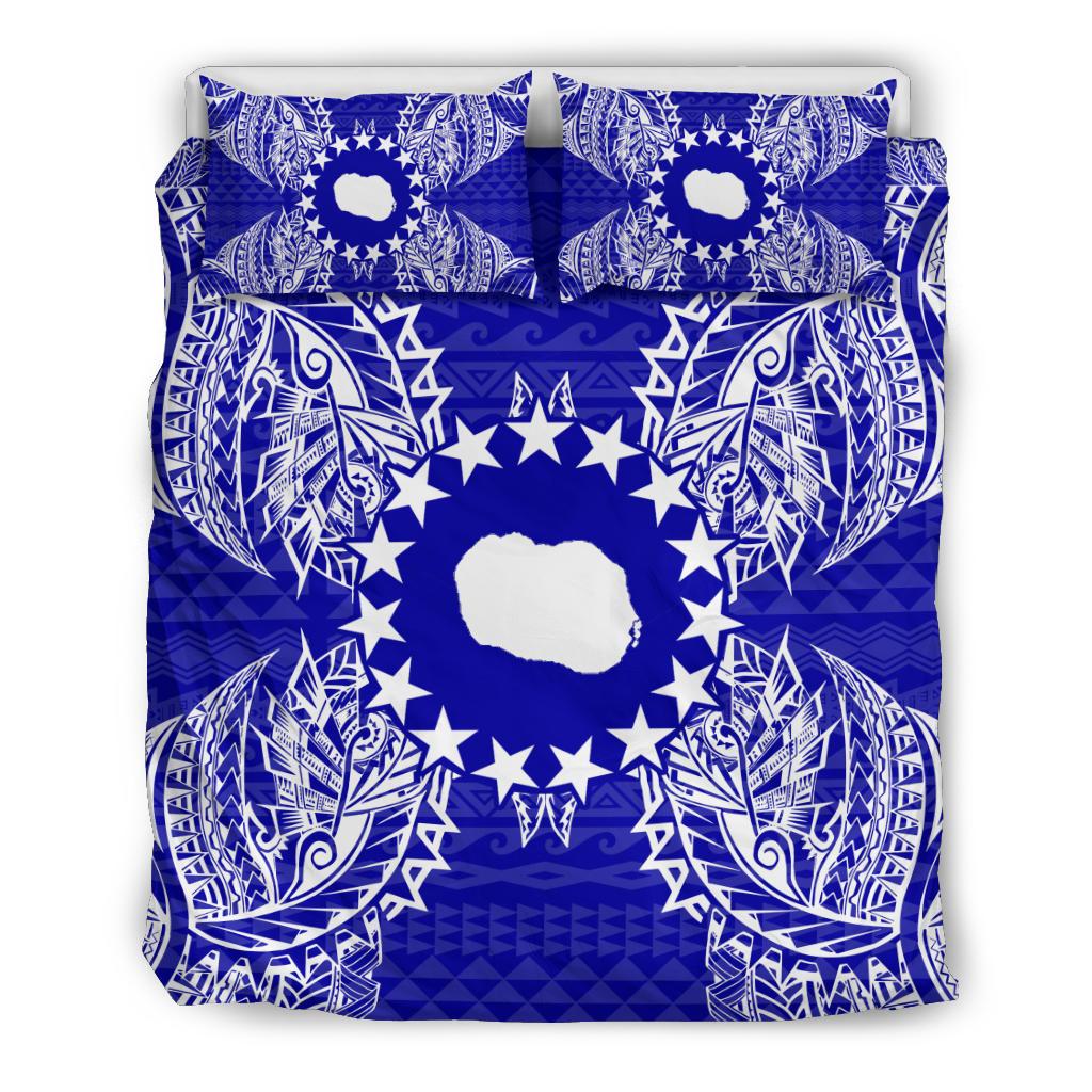 Polynesian Bedding Set - Cook Islands Duvet Cover Set Map Blue - Polynesian Pride