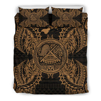 Polynesian Bedding Set - American Samoa Duvet Cover Set Map Gold - Polynesian Pride