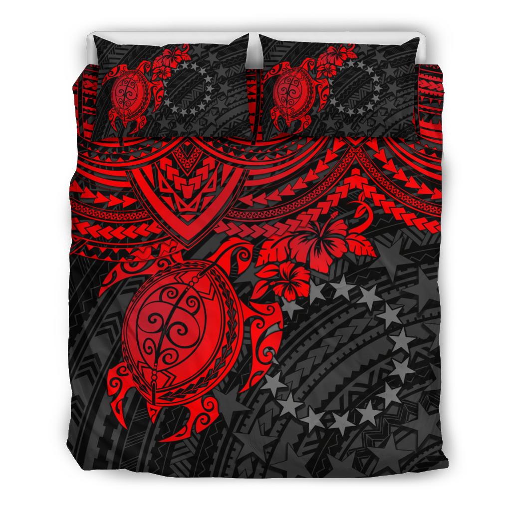 Polynesian Bedding Set - Cook Islands Duvet Cover Set - Red Turtle - Polynesian Pride