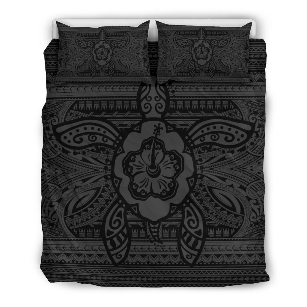 Hawaiian Turtle Polyensian Tribal Bedding Set Grey Grey - Polynesian Pride