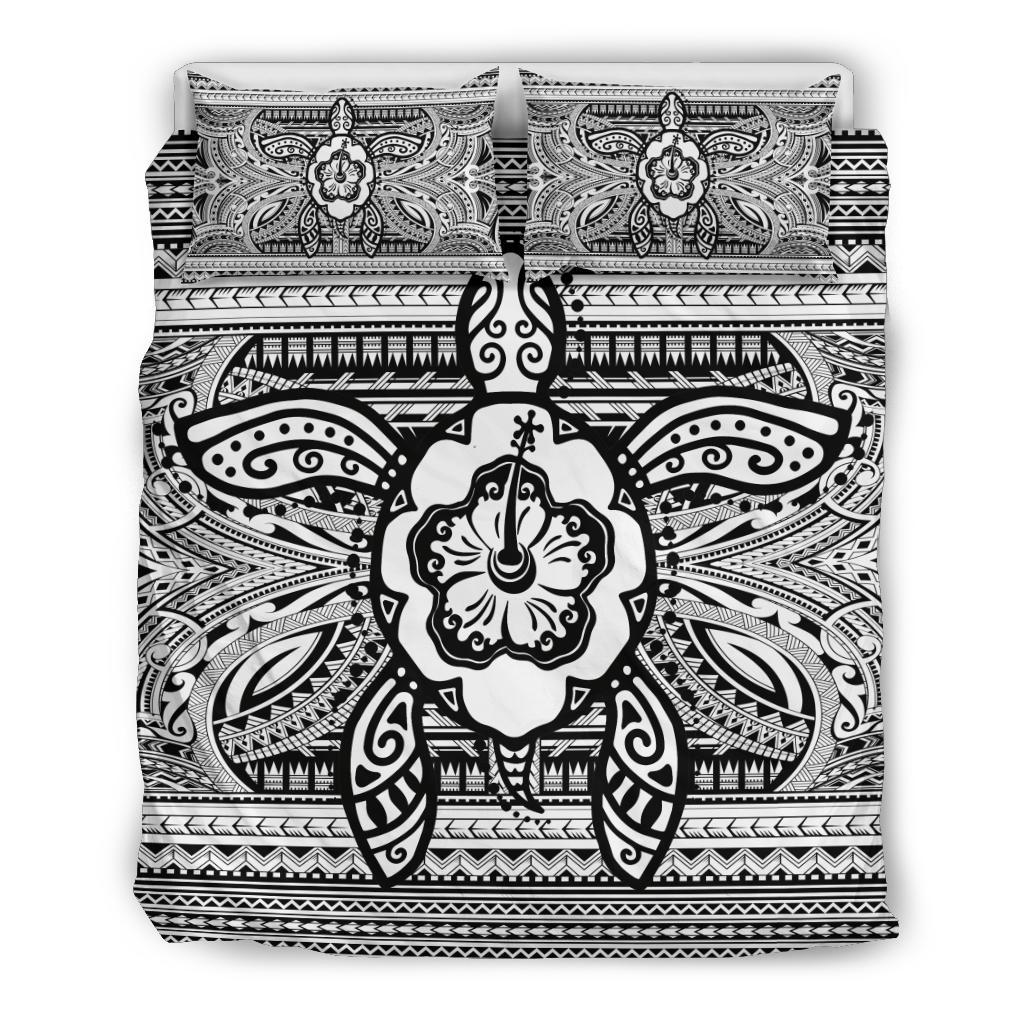 Hawaiian Turtle Polyensian Tribal Bedding Set White - Polynesian Pride