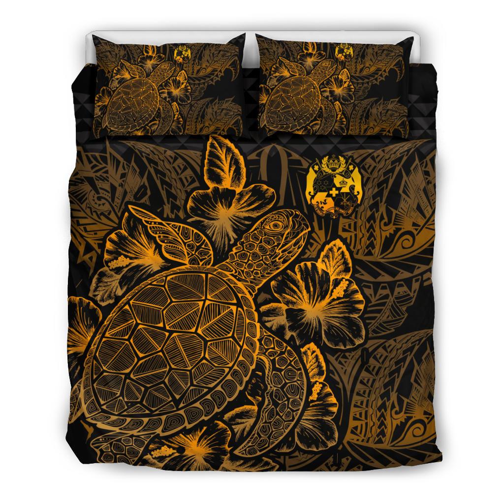 Polynesian Bedding Set - Tonga Duvet Cover Set Gold Color - Polynesian Pride