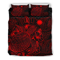 Polynesian Bedding Set - Nauru Duvet Cover Set Red Color - Polynesian Pride