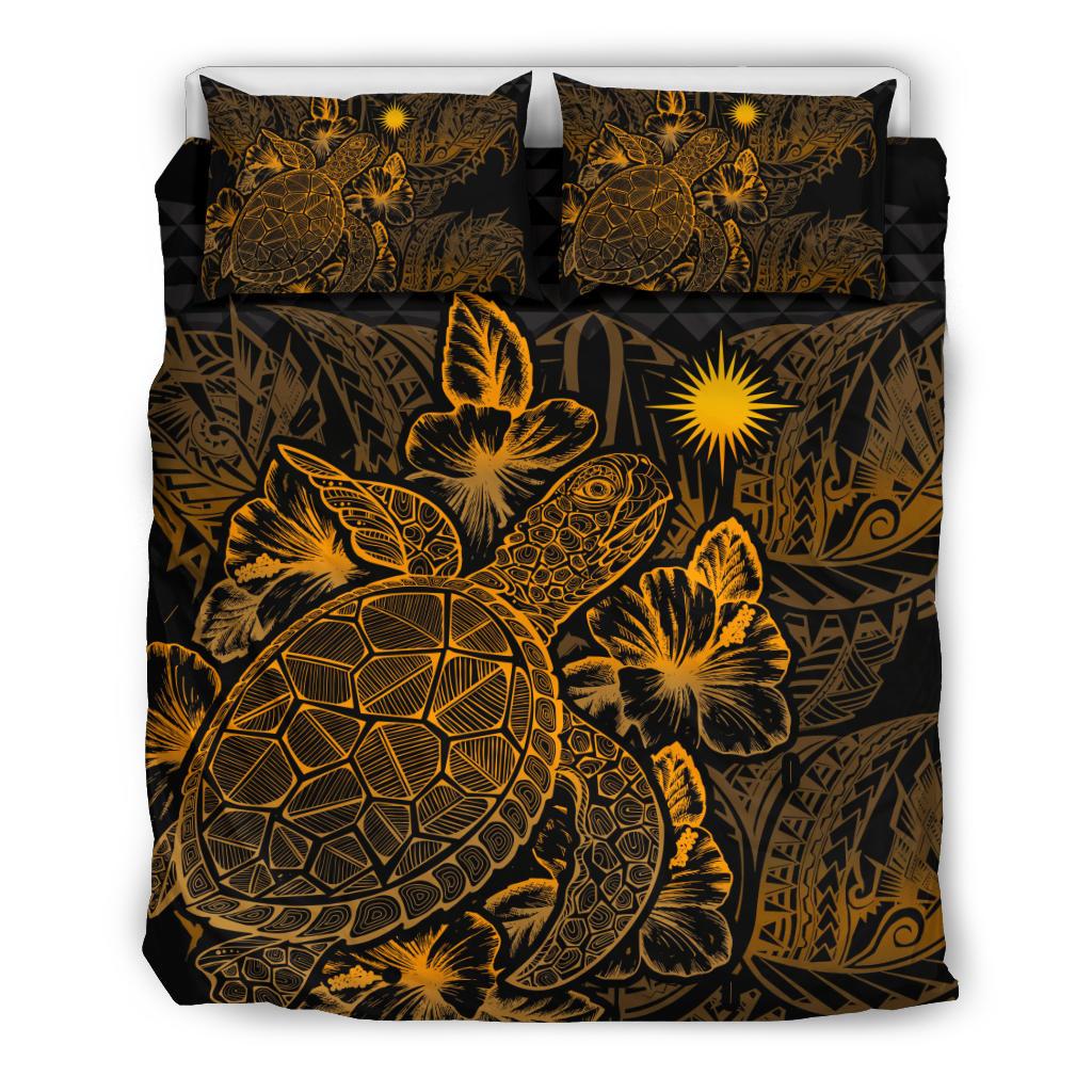 Polynesian Bedding Set - Marshall Islands Duvet Cover Set Gold Color - Polynesian Pride