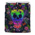 Hawaiian Skull Tropical Hibiscus Plumeria Flower Polynesian Bedding Set Black - Polynesian Pride