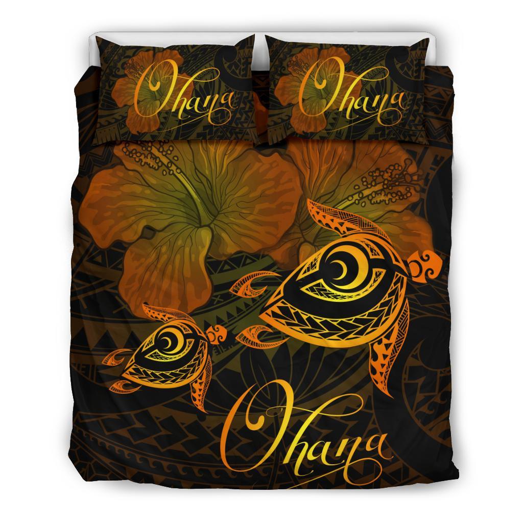 Hawaii Turtle Ohana Hibiscus Poly Bedding Set - Yellow Yellow - Polynesian Pride