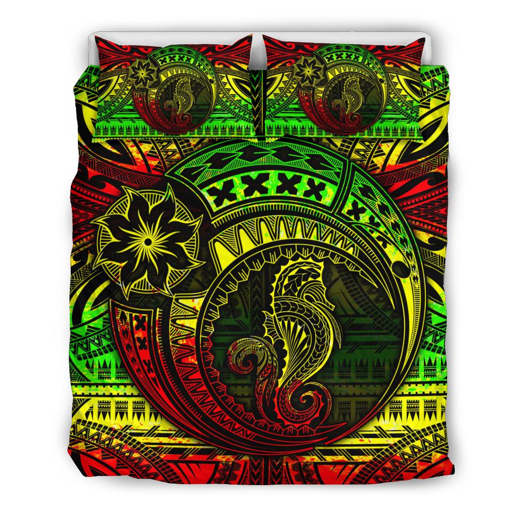 Seahorse Polynesian Bedding Set - Polynesian Tattoo Reggae - Polynesian Pride