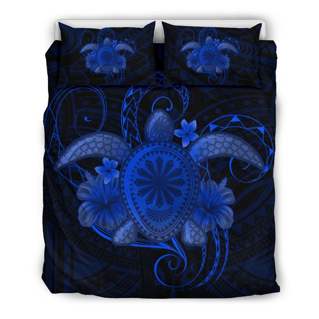 Hawaii Turtle Hibiscus Polynesian Bedding Set - Full Style - Blue Blue - Polynesian Pride