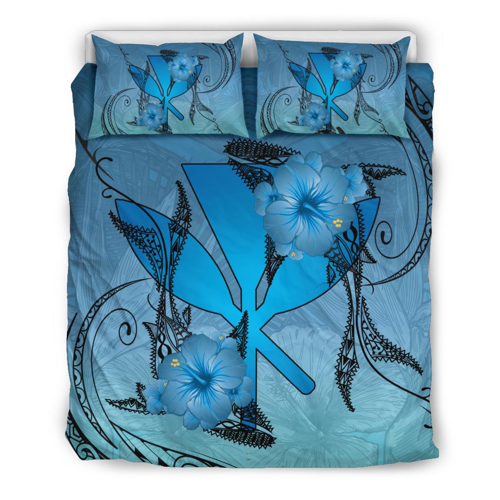 Hawaii Whale Kanaka Polynesian Bedding Set Blue - Polynesian Pride