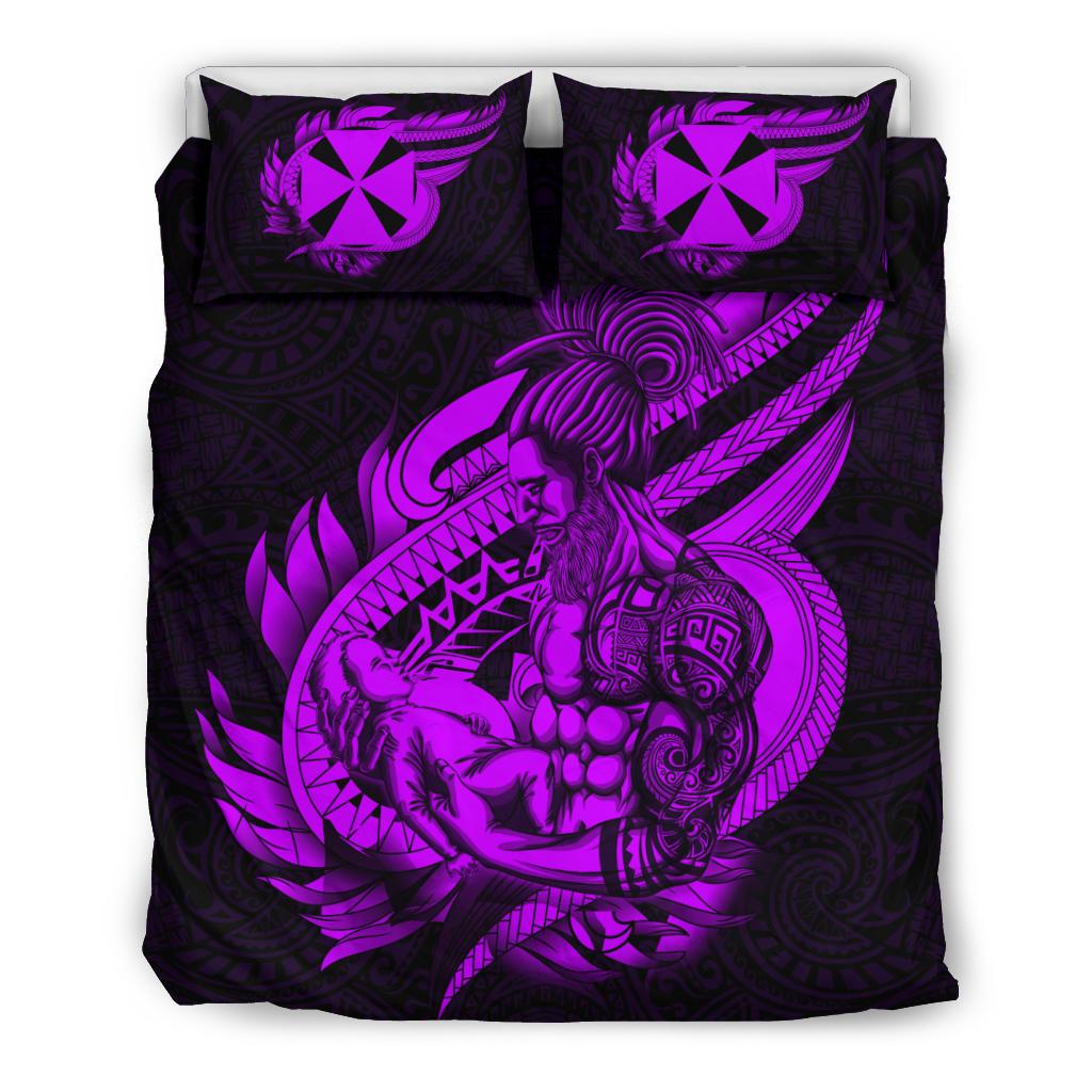 Polynesian Bedding Set - Wallis And Futuna Duvet Cover Set Father And Son Purple - Polynesian Pride