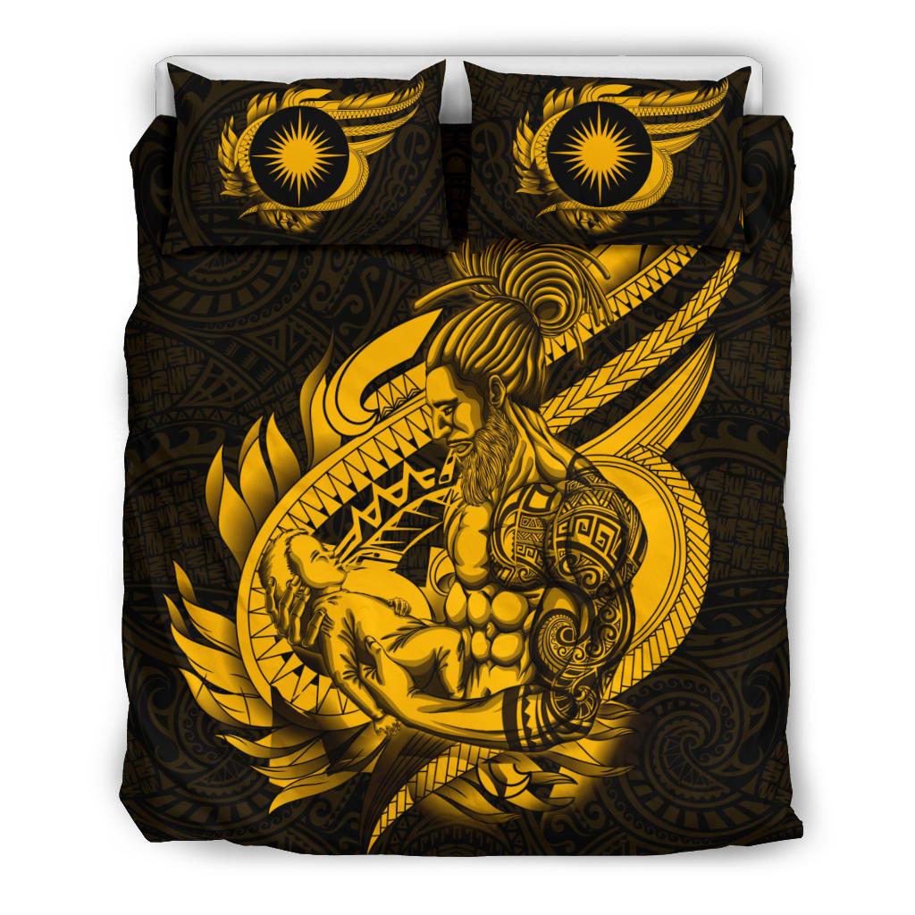 Polynesian Bedding Set - Marshall Islands Duvet Cover Set Father And Son Gold - Polynesian Pride