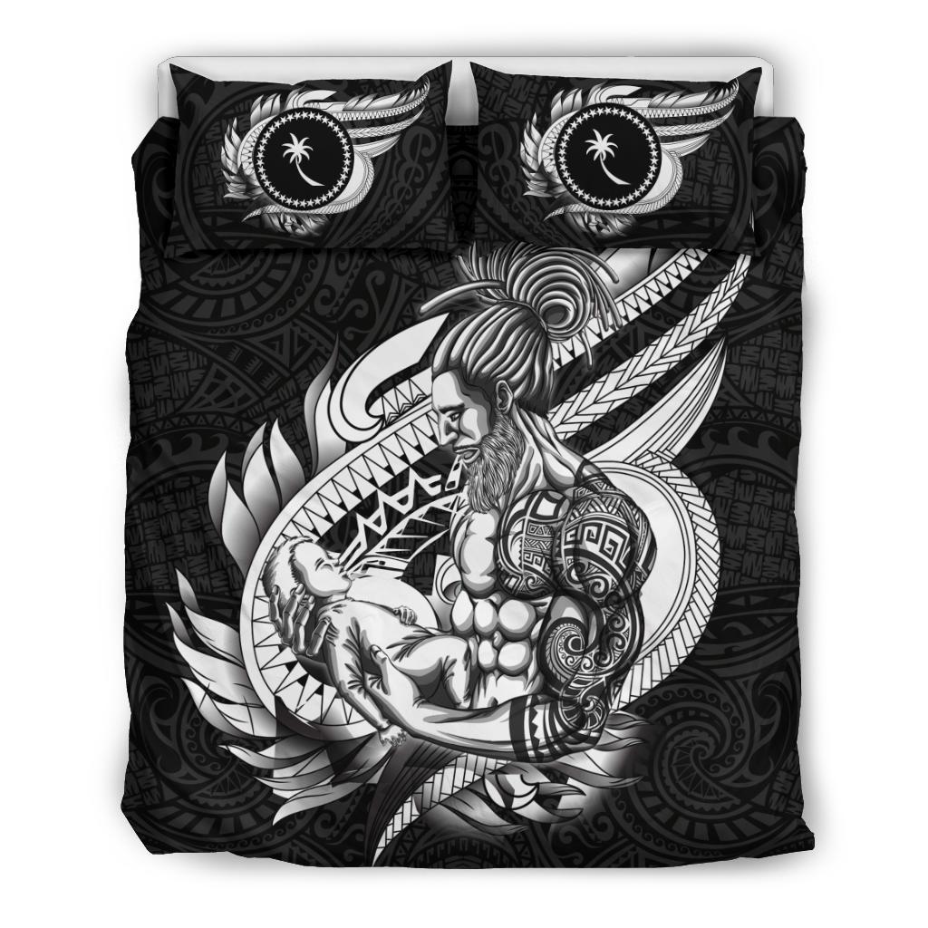 Polynesian Bedding Set - Chuuk Duvet Cover Set Father And Son Black - Polynesian Pride