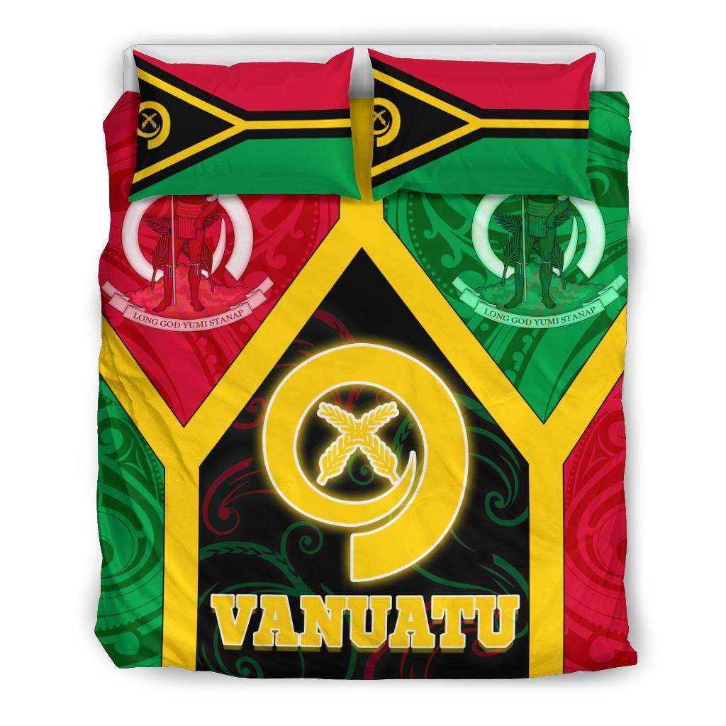 Vanuatu Polynesian Bedding Set - Vanuatu Flag and Coat Of Arms - Polynesian Pride
