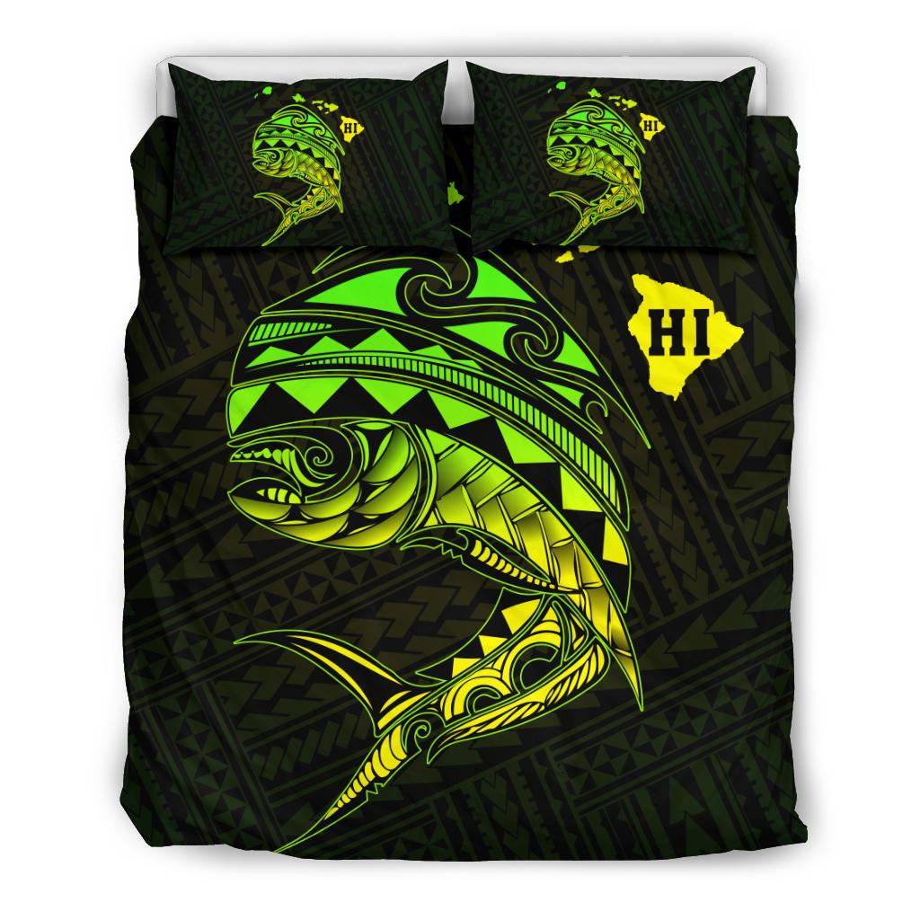 Hawaii Polynesian Mahi - Mahi Common Dolphinfish Bedding Set - Original Green - Polynesian Pride