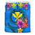 Polynesian Bedding Set - Hawaii Duvet Cover Set Floral With Seal Neon Blue - Polynesian Pride