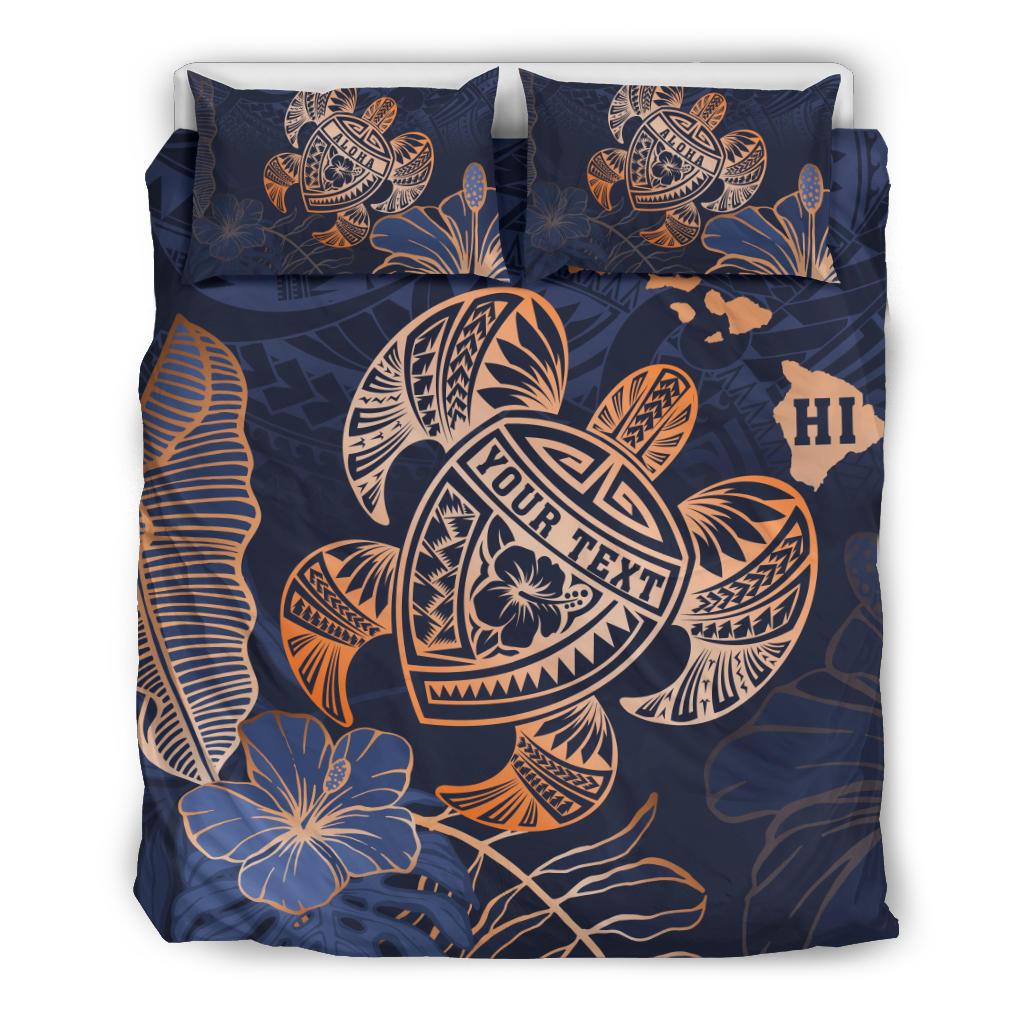 Personalized - Hawaii Polynesian Turtle Hibiscus Tropical Bedding Set - Limited Edition Blue - Polynesian Pride