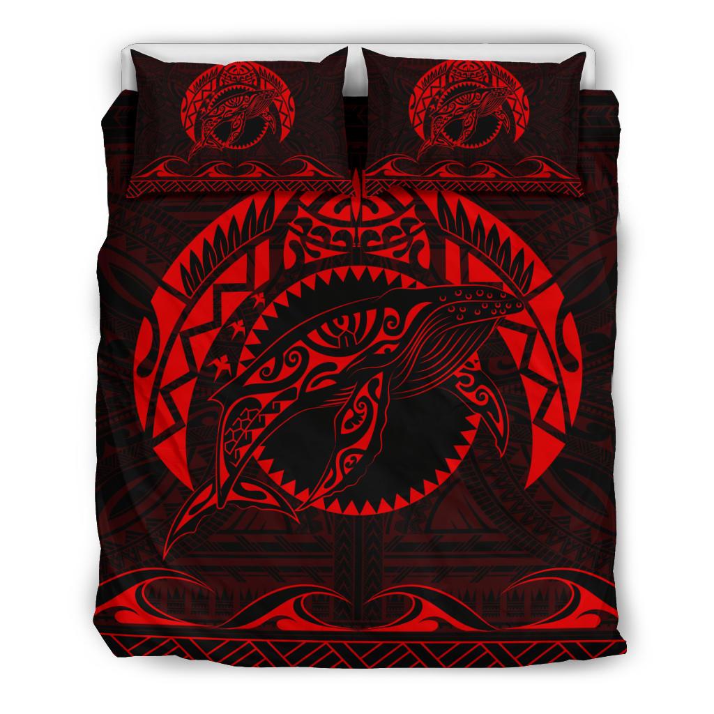 Hawaiian Polynesian Whale Bedding Set Red Red - Polynesian Pride