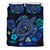 Hawaiian Bedding Set - Blue Ocean Honu And Flowers Blue - Polynesian Pride