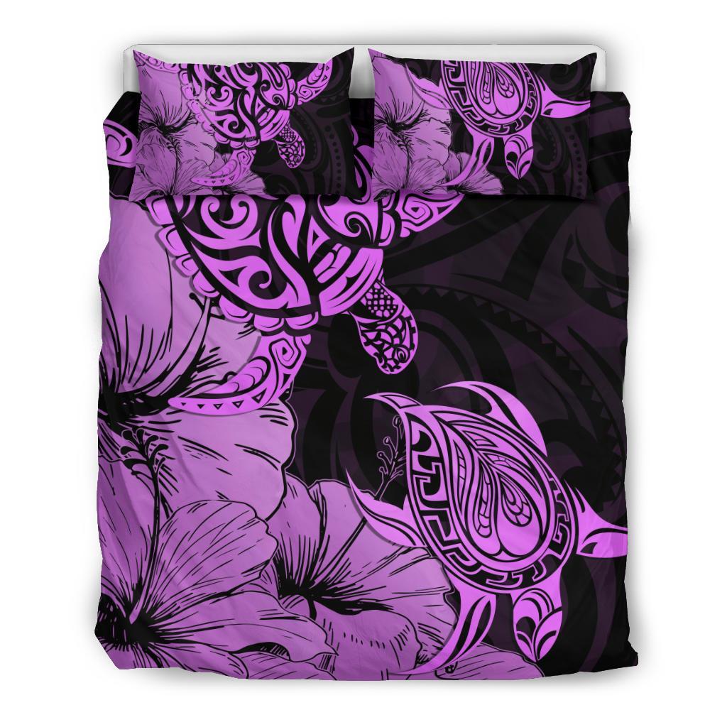 Hawaii Turtle Bedding Set Polynesian Hibiscus Art Pink AH Pink - Polynesian Pride