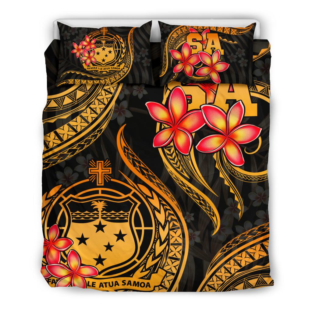 Polynesian Bedding Set - Samoa Duvet Cover Set - Gold Plumeria - Polynesian Pride