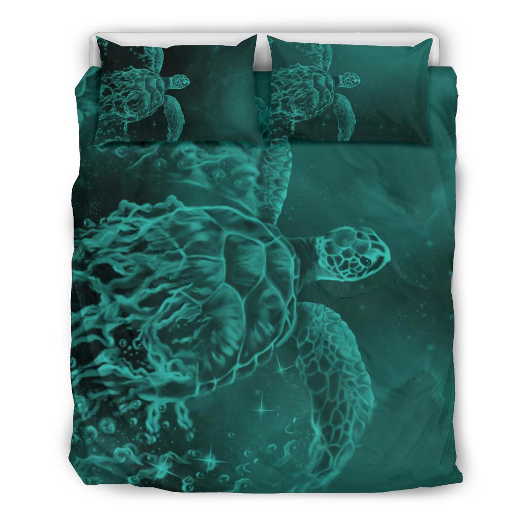 Hawaii Sea Turtle Water Color Travel Galaxy Bedding Set - AH - Turquoise Turquoise - Polynesian Pride