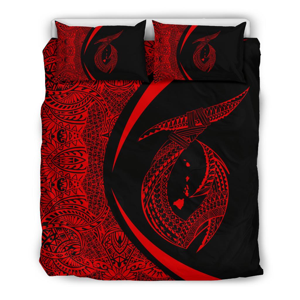 Hawaii Fish Hook Polynesian Bedding Set - Circle Style Red Red - Polynesian Pride