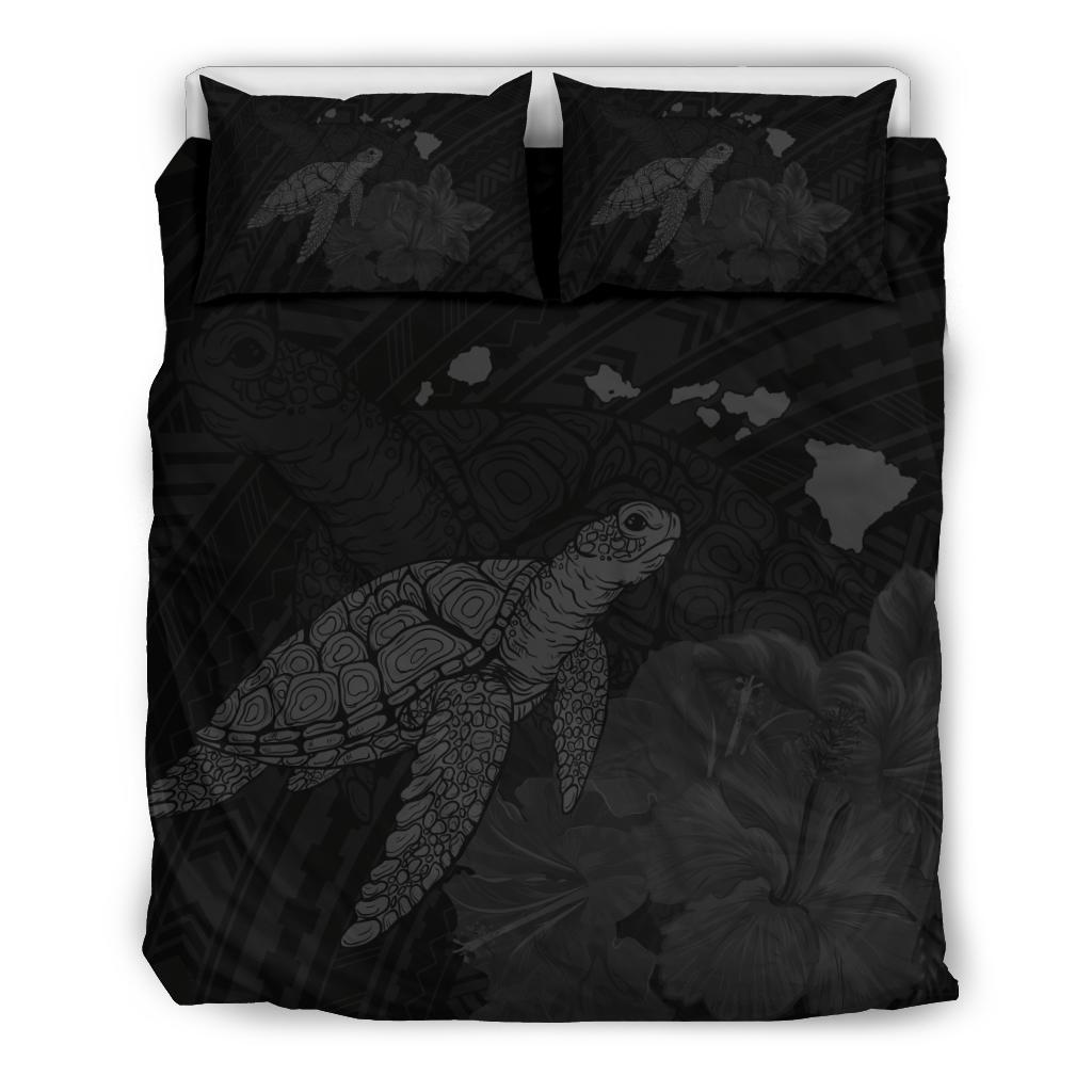 Hawaii Polynesian Hibiscus Turtle Map Bedding Set - AH - Grey Grey - Polynesian Pride