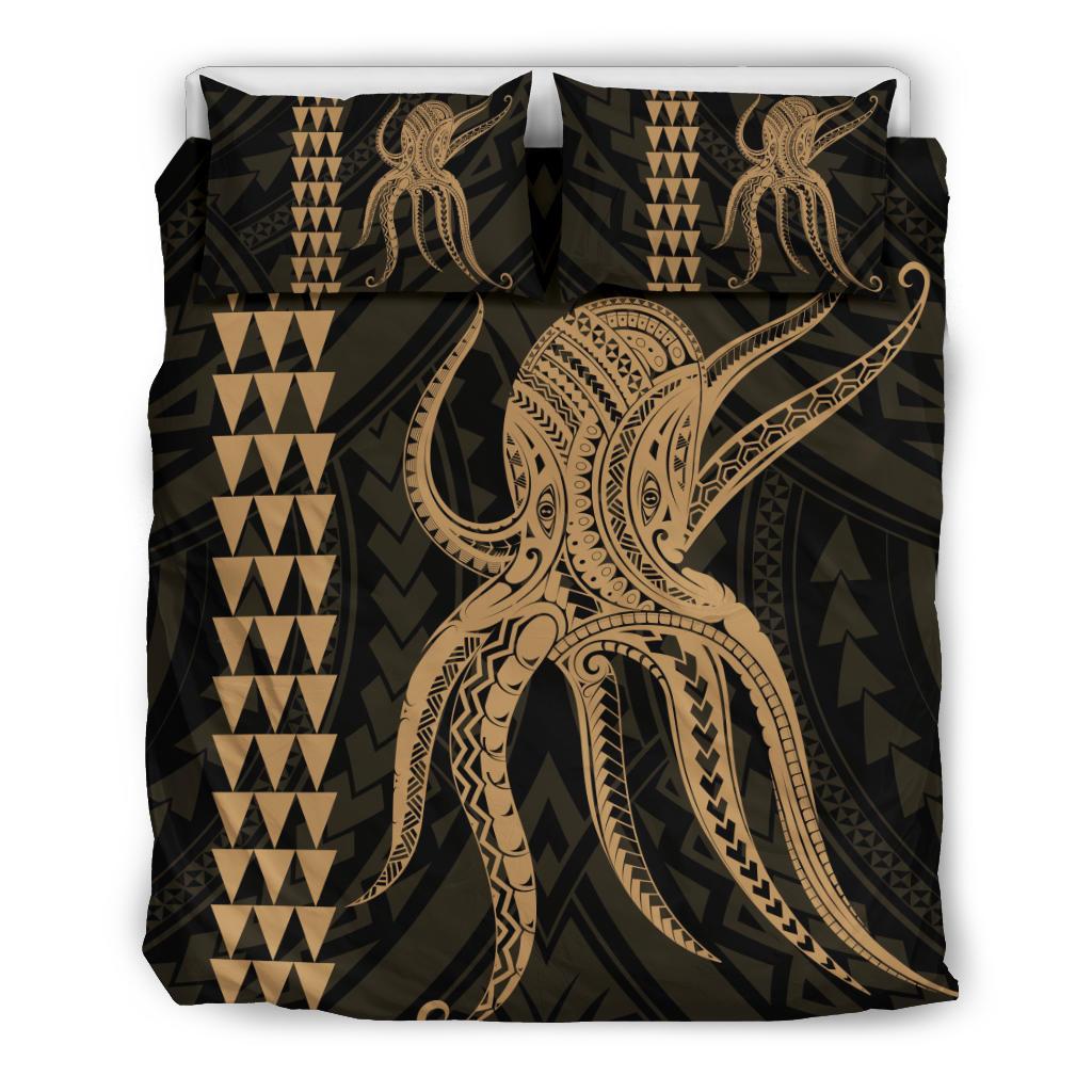 Hawaii Octopus KaKau Polynesian Bedding Set - Gold Gold - Polynesian Pride