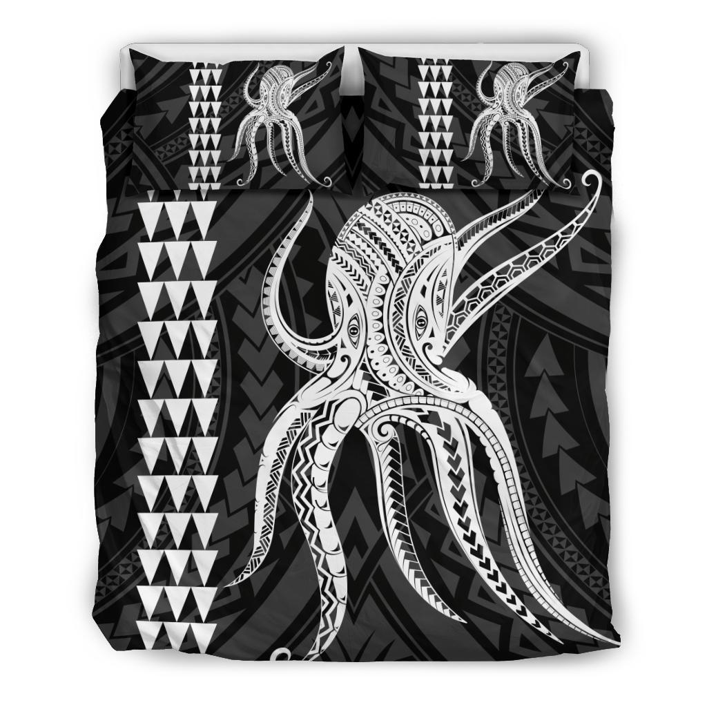 Hawaii Octopus KaKau Polynesian Bedding Set - White White - Polynesian Pride