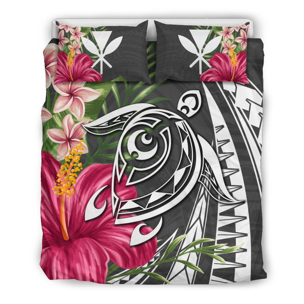 Hawaii Polynesian Turtle Tropical Hibiscus Plumeria Bedding Set - Gray Gray - Polynesian Pride