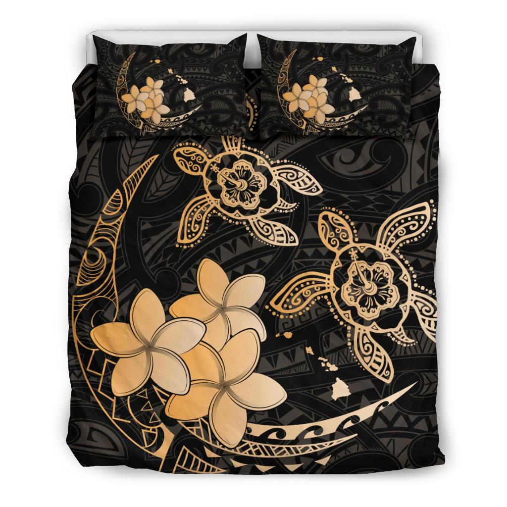 Hawaii Polynesian Turtle Plumeria Bedding Set - Pog Style Gold Gold - Polynesian Pride