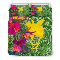 Papua New Guinea Bedding Set - Hibiscus Polynesian Pattern Green Version - Polynesian Pride
