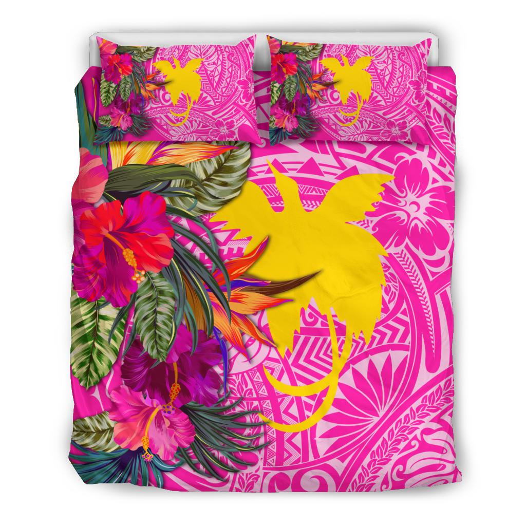 Papua New Guinea Bedding Set - Hibiscus Polynesian Pattern Pink Version - Polynesian Pride