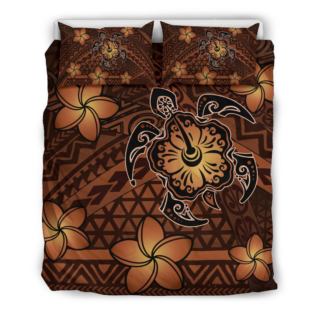 Hawaii Mix Polynesian Turtle Plumeria Bedding Set - AH - Nick Style - Orange Orange - Polynesian Pride